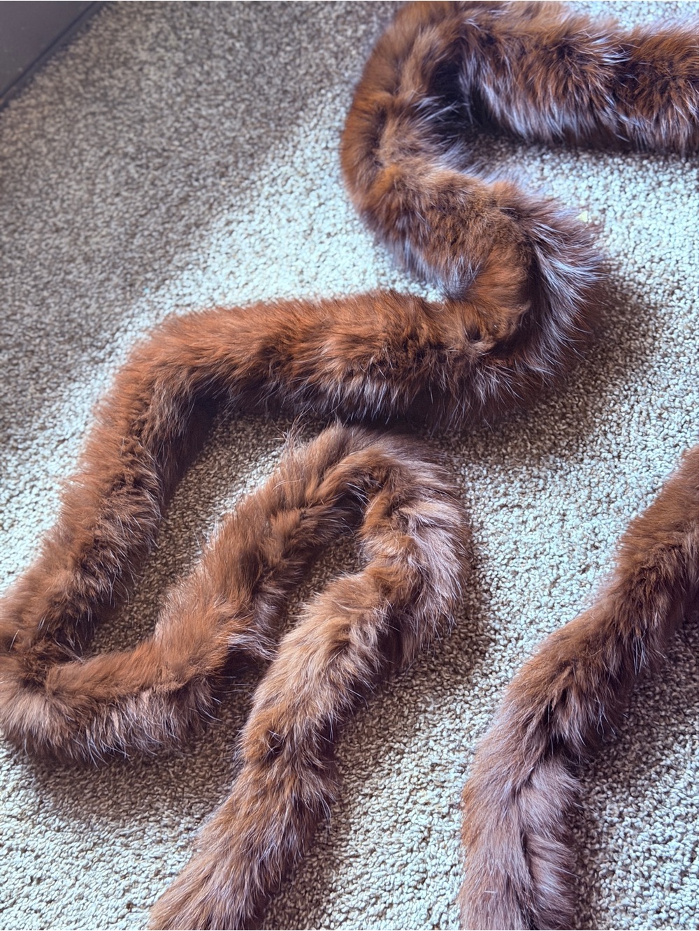 Vintage Genuine Brown Animal Fur Boa Scarf Stole – Extra Long 108” / 9 Ft